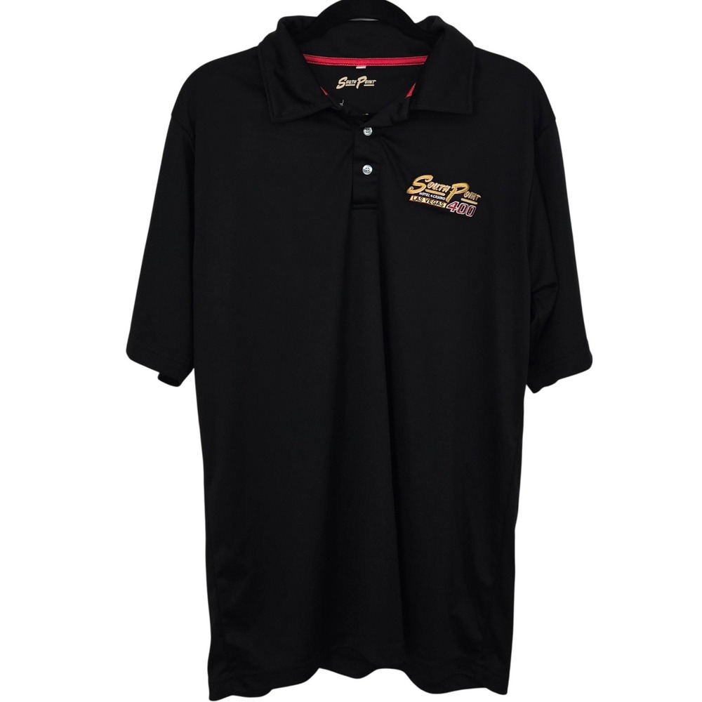 South Point 400 Las Vegas Casino NASCAR Racing Polo Shirt Mens Large Black